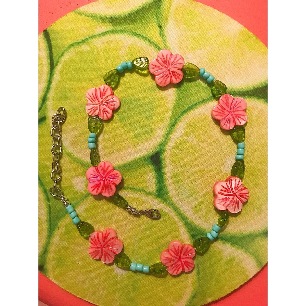🌺 Handmade Tropical Hibiscus Choker 🌺